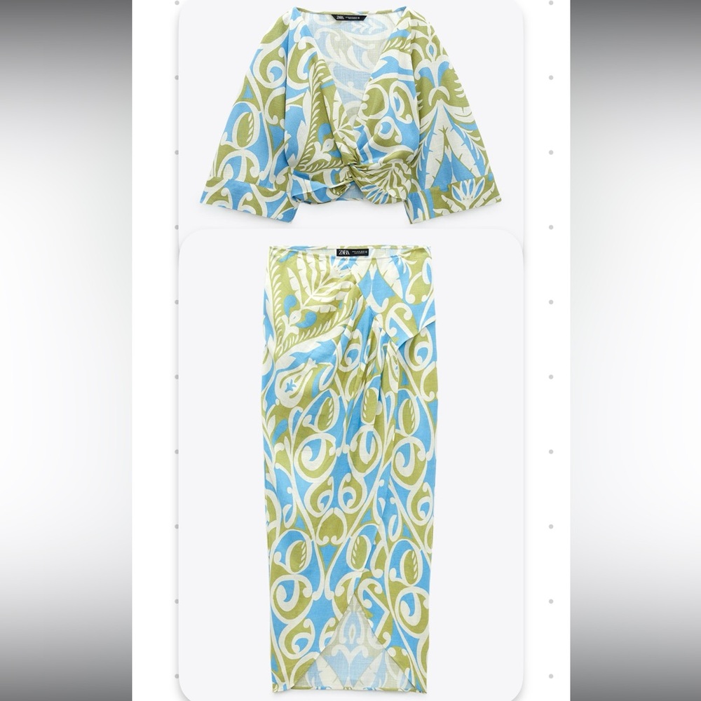 Zara Matching Linen Skirt & Top Set
